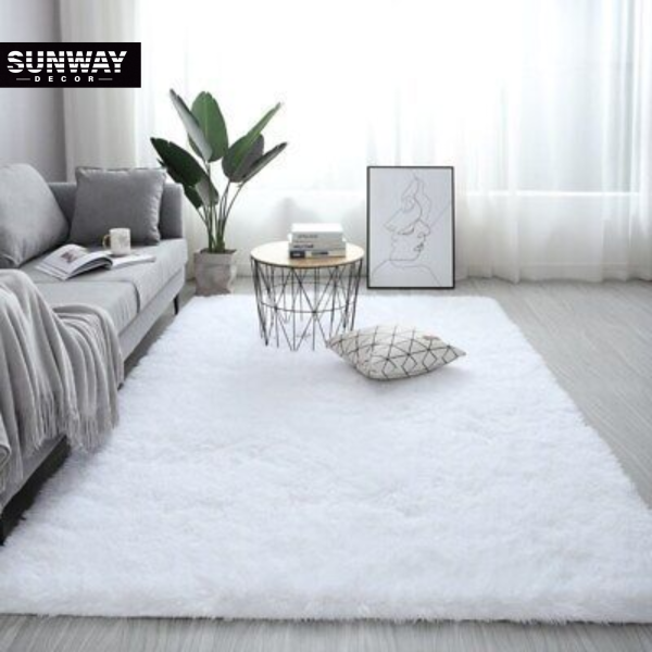 shaggy rug white